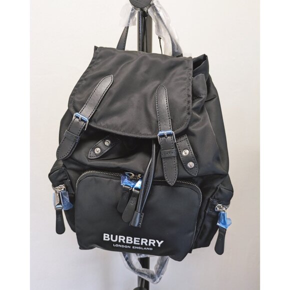 Burberry Ladies Medium Rucksack Eco Nylon Logo Print Backpack Black main image 10